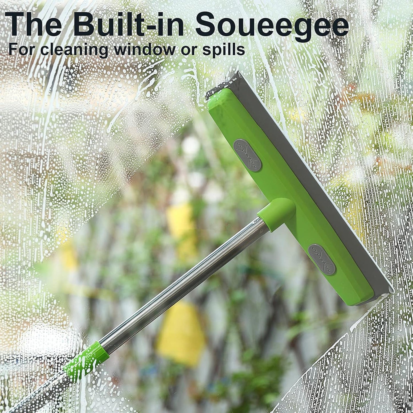 Rubber Broom with Squeegee for Carpet Pet Hair Remover,57 Inch Long Handled Fur Remover Rake,Portable Detailing Lint Brush,Pet Removal Fluff Carpet, Hardwood Floor, Tile